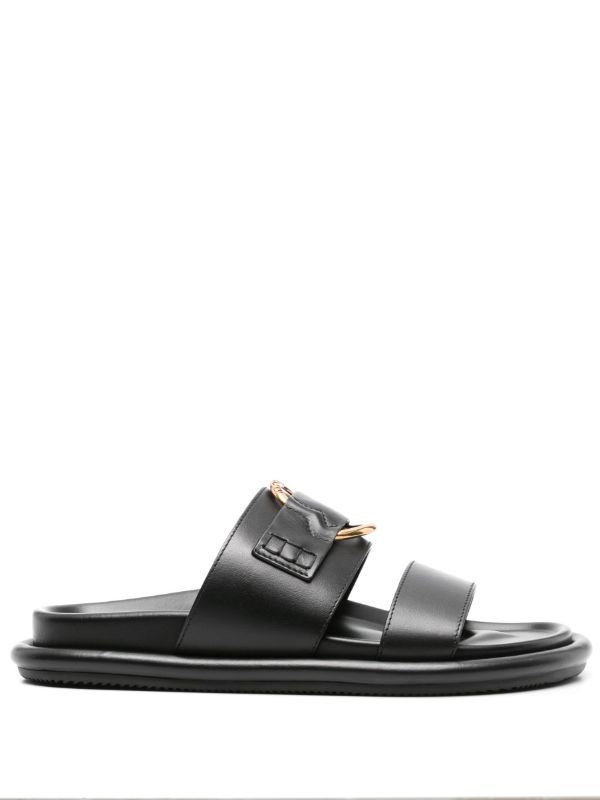 browns Moncler Black Bell Leather Sandals | Browns Sandals