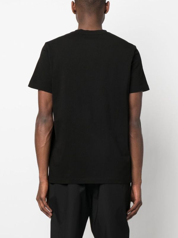 Browns Moncler Black Flocked Cotton Logo T-shirt | Browns T-Shirts