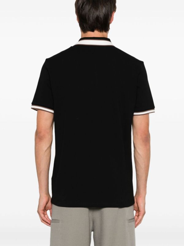 Browns Moncler Black Logo Appliqué Polo Shirt | Browns Polo Shirts