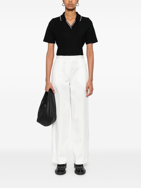 Browns Moncler Black Logo-Appliqué Polo Top | Browns Polo Tops