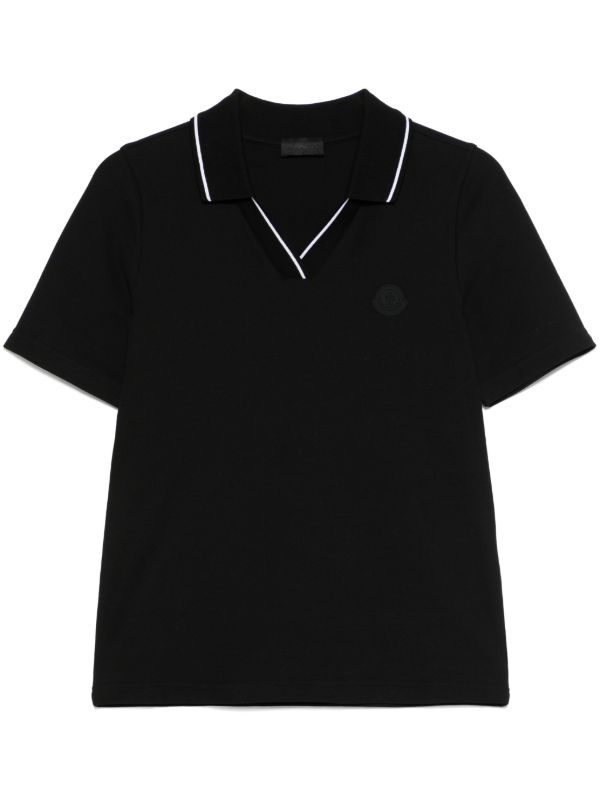 browns Moncler Black Logo-Appliqué Polo Top | Browns Polo Tops