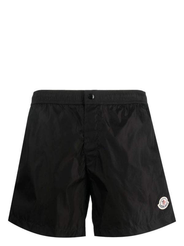 browns Moncler Black Logo-Appliqué Swim Shorts | Browns Swim & Board Shorts