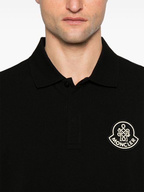 Browns Moncler Black Year Of The Snake Polo Shirt | Browns Polo Shirts
