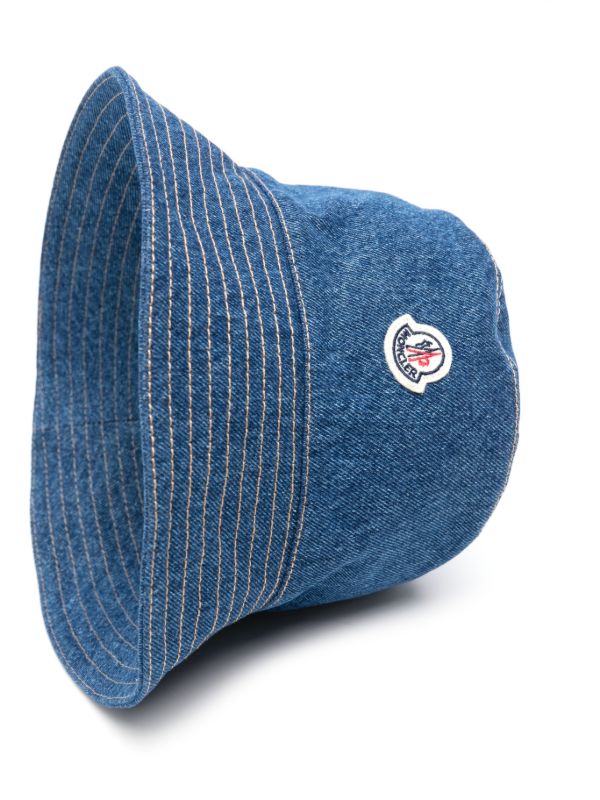 Browns Moncler Blue Denim Logo Appliqué Bucket Hat | Browns Hats
