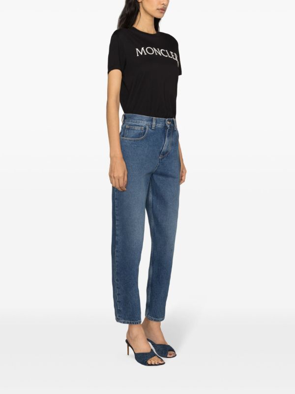 Browns Moncler Blue Mid-Rise Straight-Leg Jeans | Browns Straight-Leg Jeans