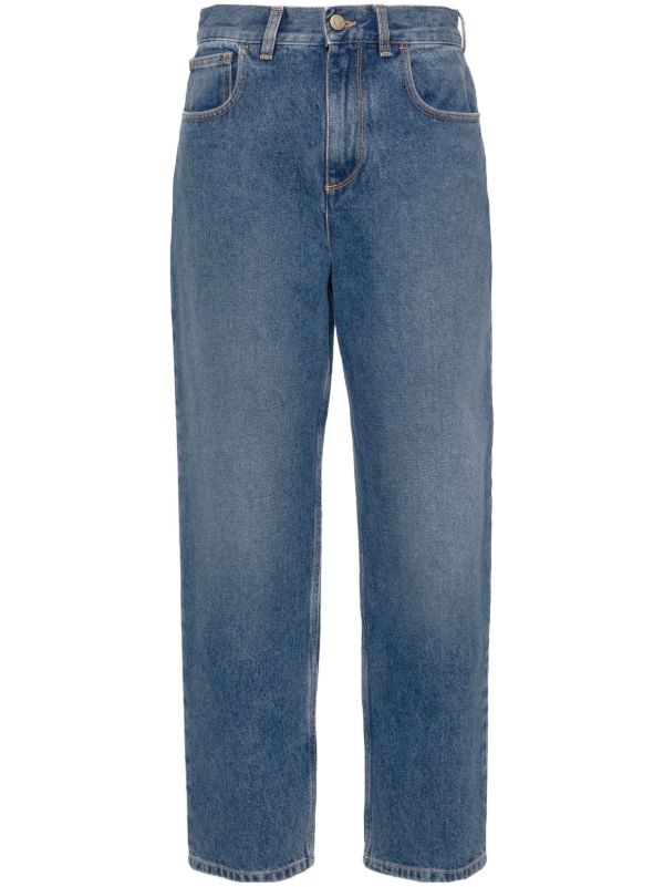 browns Moncler Blue Mid-Rise Straight-Leg Jeans | Browns Straight-Leg Jeans
