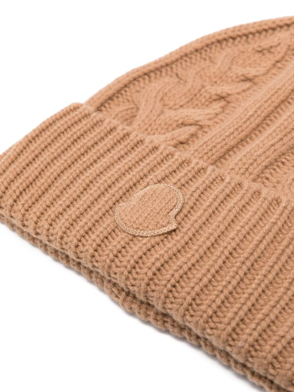 Browns Moncler Brown Cable-Knit Cashmere Beanie | Browns Hats