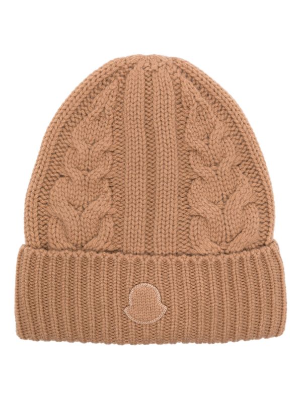 browns Moncler Brown Cable-Knit Cashmere Beanie | Browns Hats