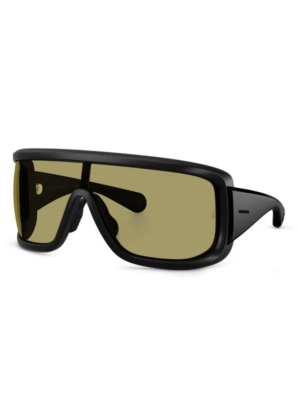 Browns Moncler Eyewear Black Snowseeker Rectangle Frame Sunglasses | Browns Sunglasses