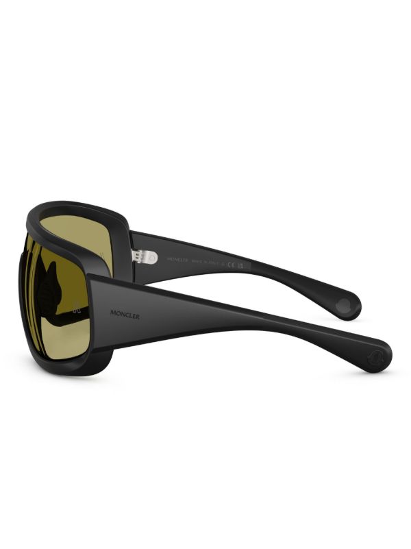 Browns Moncler Eyewear Black Snowseeker Rectangle Frame Sunglasses | Browns Sunglasses