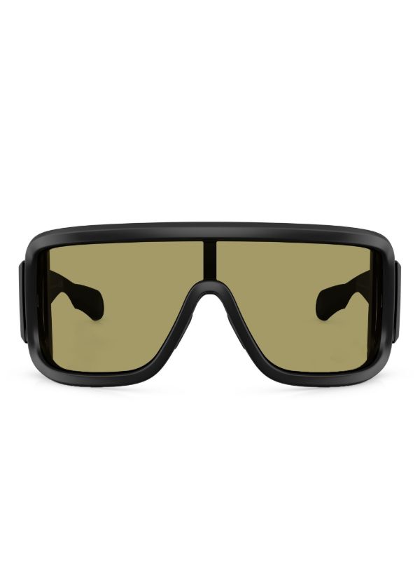 browns Moncler Eyewear Black Snowseeker Rectangle Frame Sunglasses | Browns Sunglasses