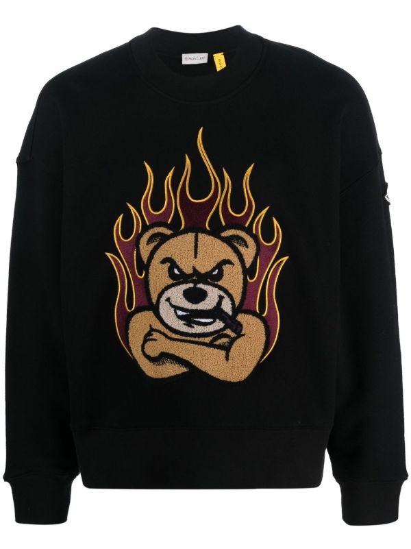 browns Moncler Genius Black Graphic-Print Crew-Neck Sweatshirt | Browns Sweatshirts