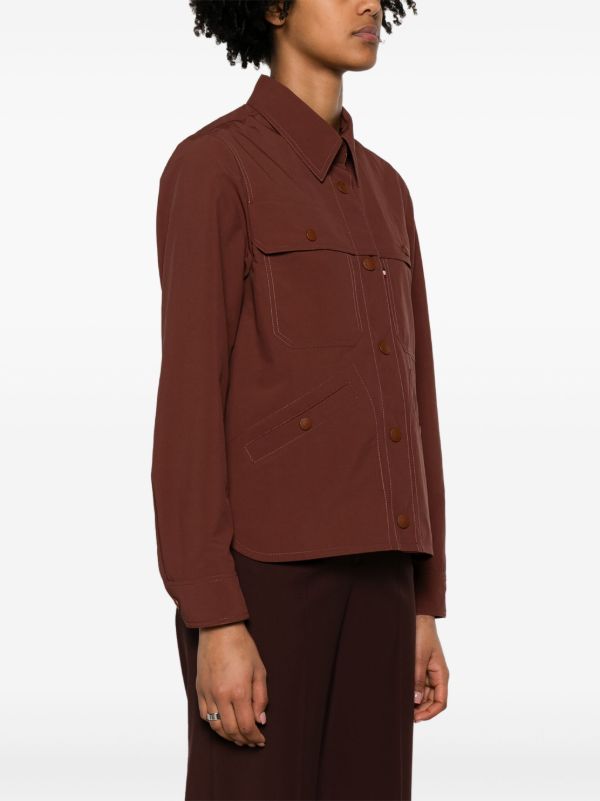 Browns Moncler Grenoble Brown Pochet Shirt Jacket | Browns Fitted Jackets