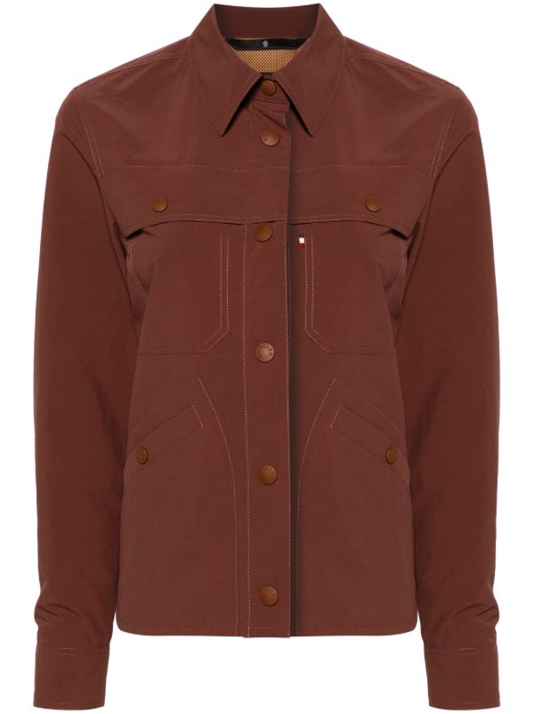 browns Moncler Grenoble Brown Pochet Shirt Jacket | Browns Fitted Jackets