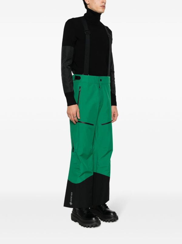 Browns Moncler Grenoble Green Panelled Ski Trousers | Browns Ski Bottoms