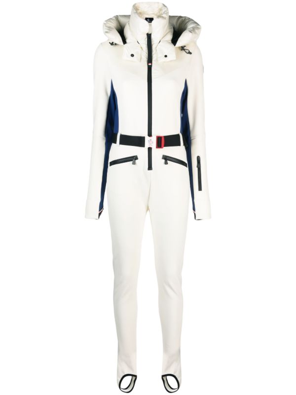 browns Moncler Grenoble White Padded Hooded Ski Jumpsuit | Browns Ski All-In-One