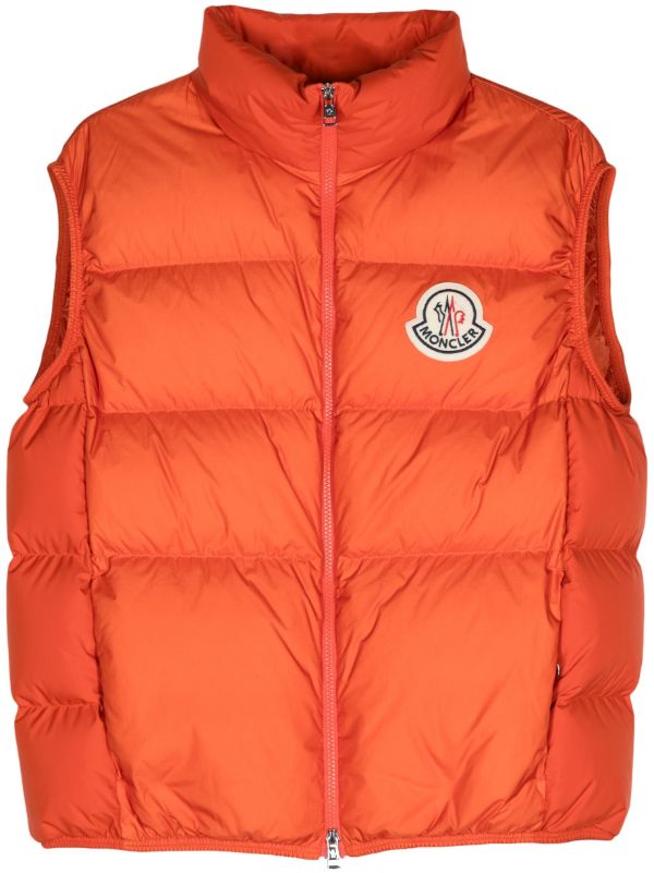 browns Moncler Orange Almaz Down Gilet | Browns Waistcoats & Gilets