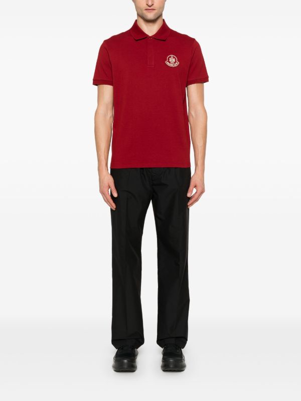 Browns Moncler Red Logo-Appliqué Polo Shirt | Browns Polo Shirts