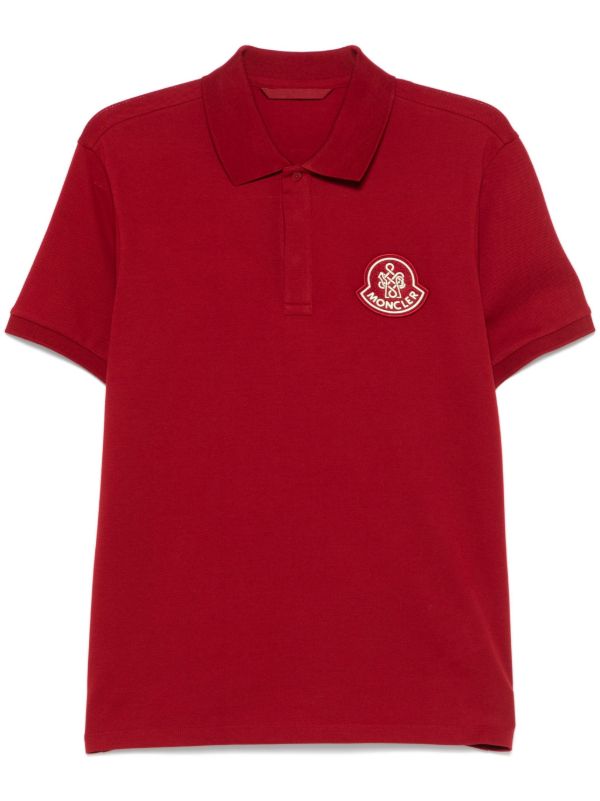 browns Moncler Red Logo-Appliqué Polo Shirt | Browns Polo Shirts