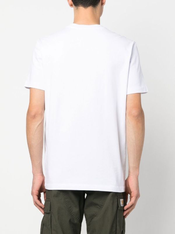 Browns Moncler White Flocked Cotton Logo T-shirt | Browns T-Shirts