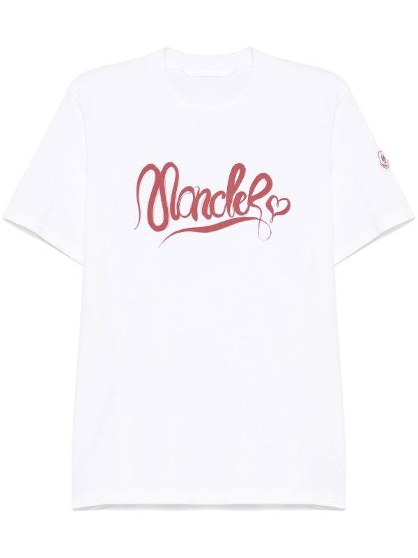 browns Moncler White Logo-Print T-Shirt | Browns T-Shirts