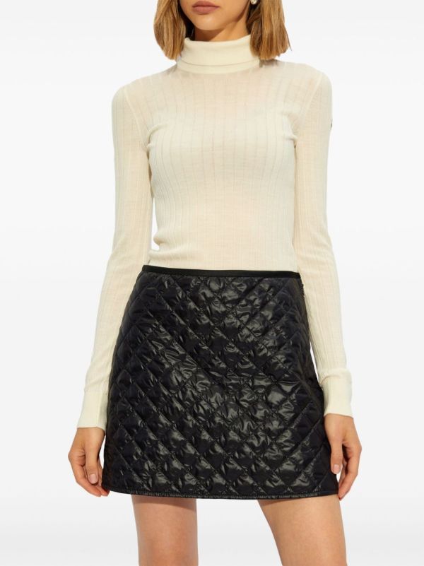 Browns Moncler White Ribbed-Knit Roll-Neck Sweater | Browns Knitted Sweaters