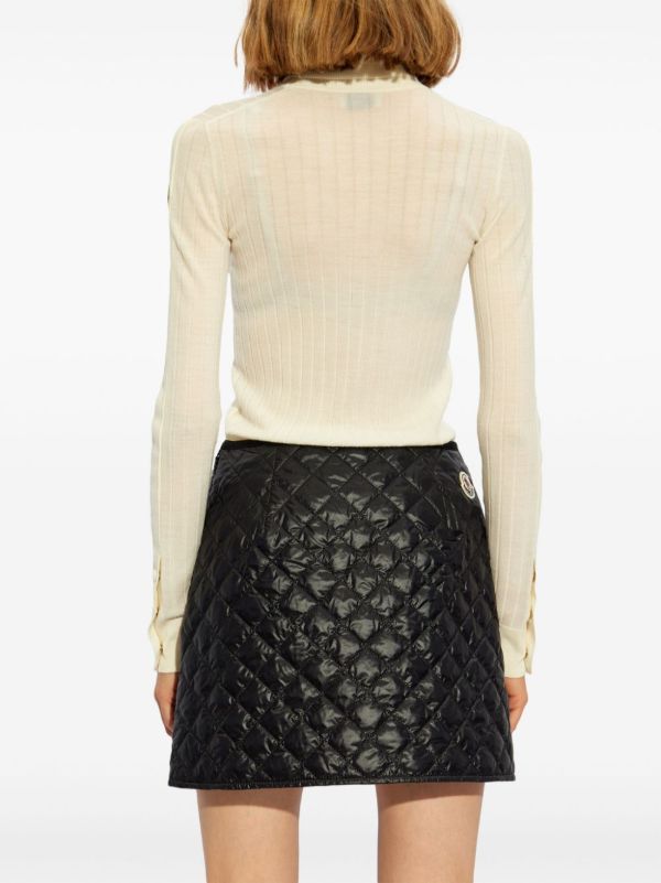 Browns Moncler White Ribbed-Knit Roll-Neck Sweater | Browns Knitted Sweaters