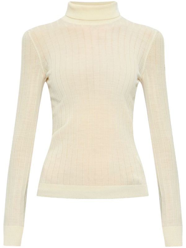 browns Moncler White Ribbed-Knit Roll-Neck Sweater | Browns Knitted Sweaters