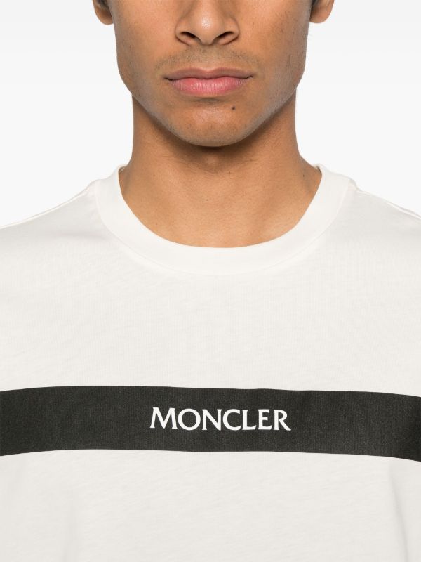 Browns Moncler White Rubberised Logo-Print T-Shirt | Browns T-Shirts