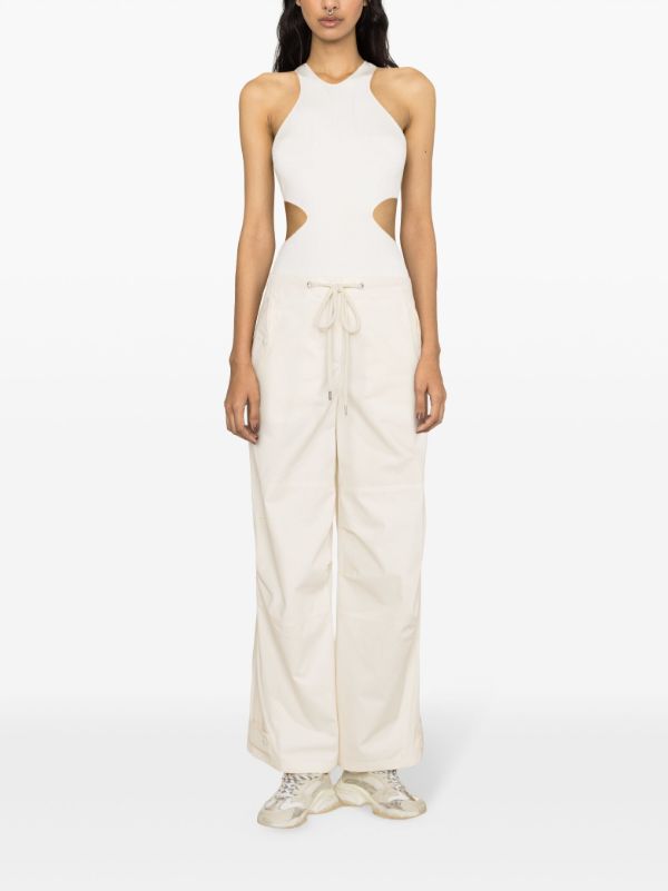 Browns Moncler White Wide-Leg Cotton Trousers | Browns Wide-Leg Pants