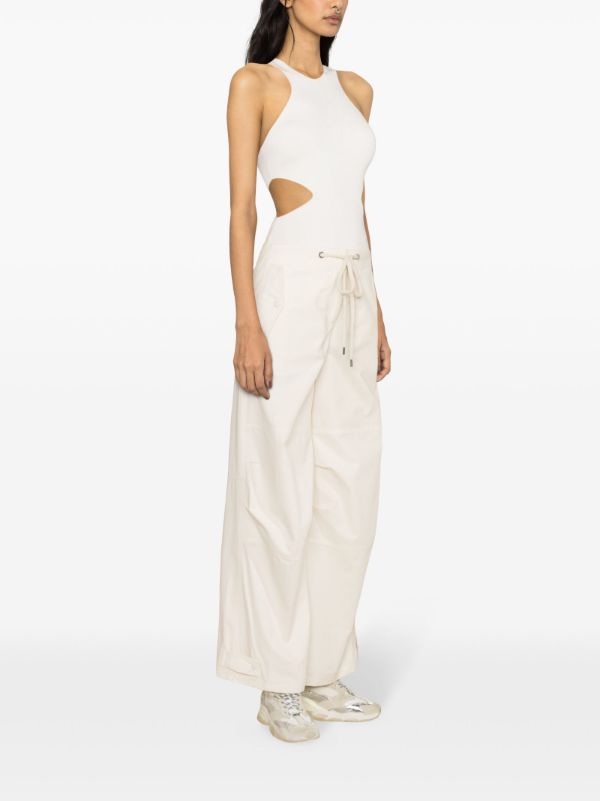 Browns Moncler White Wide-Leg Cotton Trousers | Browns Wide-Leg Pants