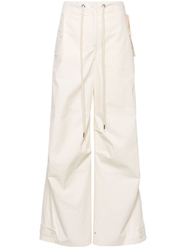 browns Moncler White Wide-Leg Cotton Trousers | Browns Wide-Leg Pants