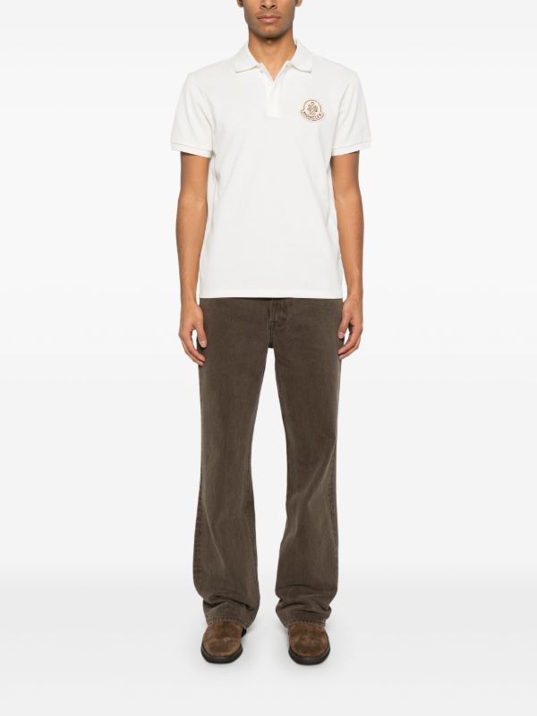 Browns Moncler White Year Of The Snake Patch Cotton Polo Shirt | Browns Polo Shirts