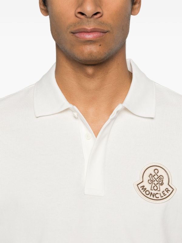 Browns Moncler White Year Of The Snake Patch Cotton Polo Shirt | Browns Polo Shirts