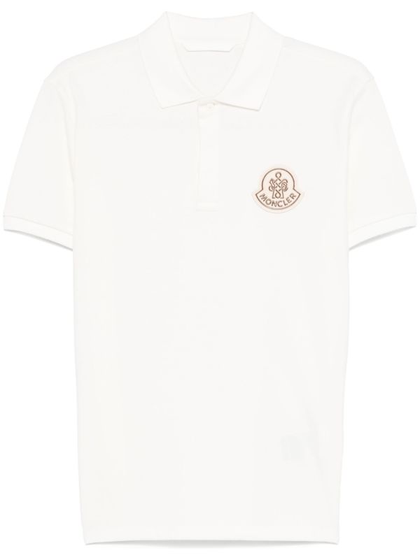 browns Moncler White Year of the Snake Patch Cotton Polo Shirt | Browns Polo Shirts