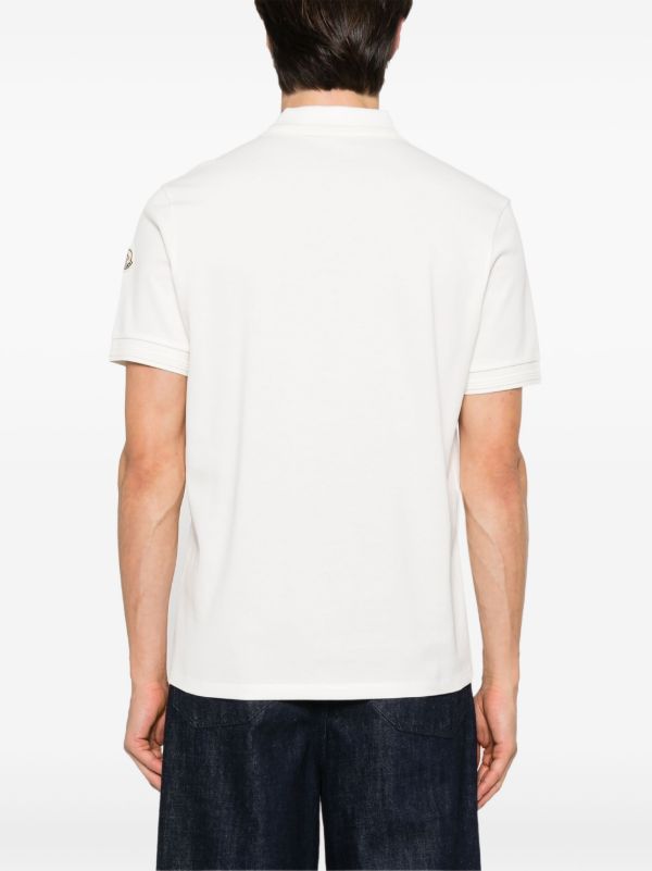 Browns Moncler White Zip-Up Polo Shirt | Browns Polo Shirts