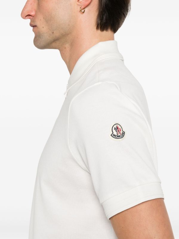 Browns Moncler White Zip-Up Polo Shirt | Browns Polo Shirts