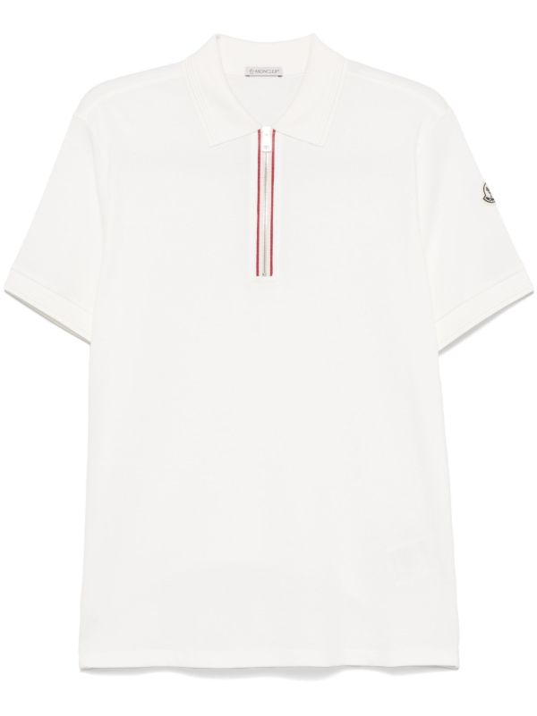 browns Moncler White Zip-Up Polo Shirt | Browns Polo Shirts