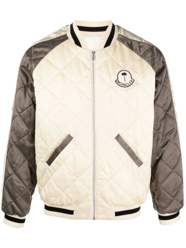 browns Moncler X Palm Angels neutral Gosper quilted bomber jacket