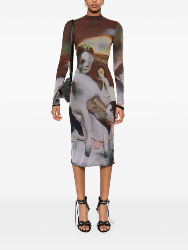 Browns Mugler Archive-Print Mesh Dress | Browns Day Dresses