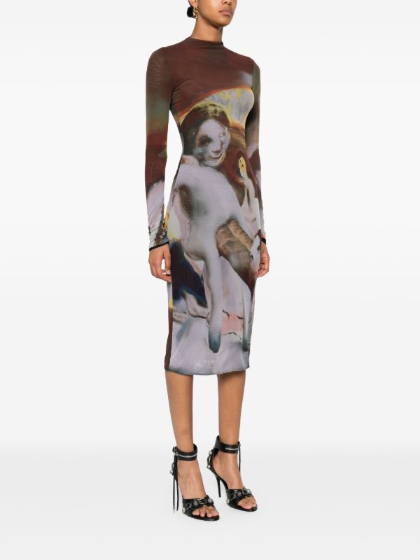 Browns Mugler Archive-Print Mesh Dress | Browns Day Dresses