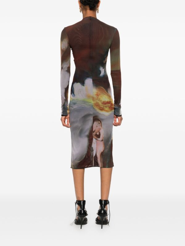 Browns Mugler Archive-Print Mesh Dress | Browns Day Dresses