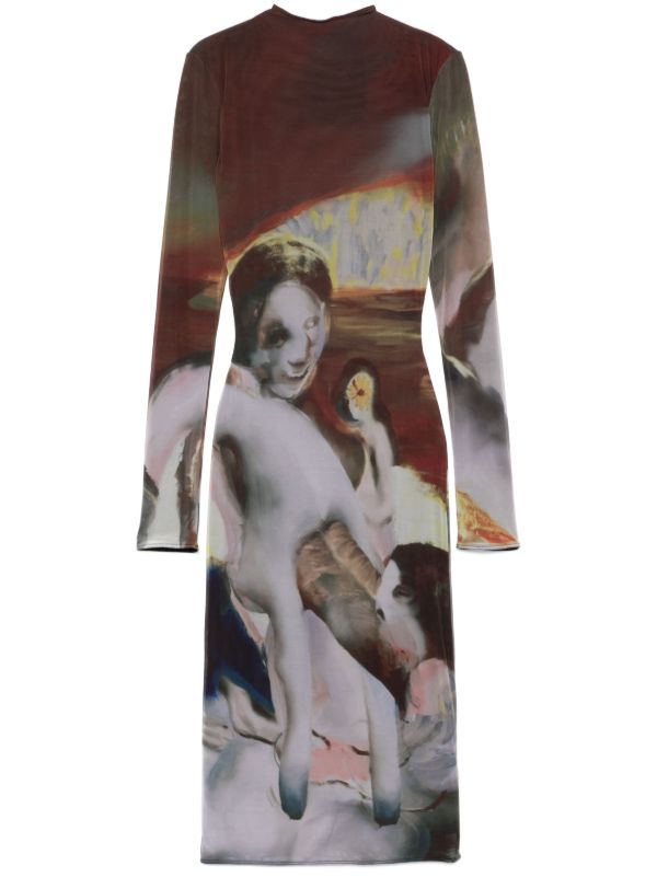 browns Mugler Archive-Print Mesh Dress | Browns Day Dresses