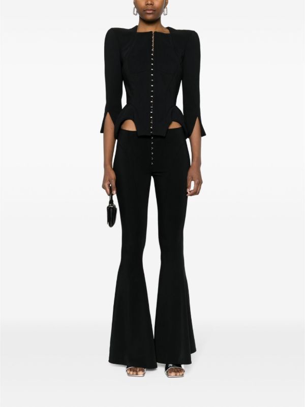Browns Mugler Black Cut-out Tailoring Trousers | Browns Flared & Bell-Bottom Pants