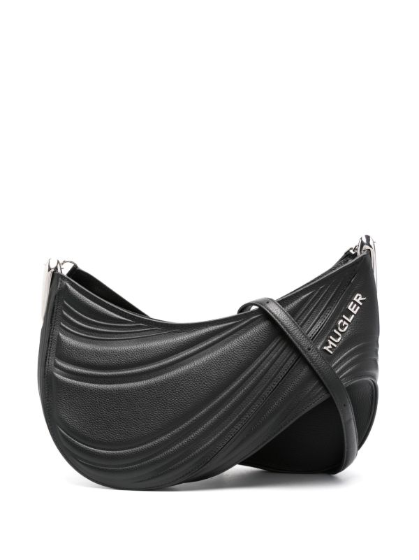 browns Mugler Black Embossed Spiral Cross Body Bag | Browns Messenger & Crossbody Bags