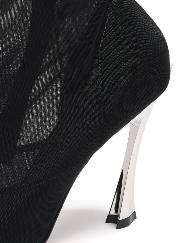 Browns Mugler Black Fang 95 Mesh Knee-High Boots | Browns Boots