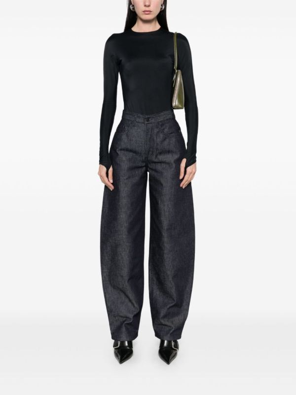 Browns Mugler Blue Lace-up Wide-Leg Jeans | Browns Wide-Leg Jeans