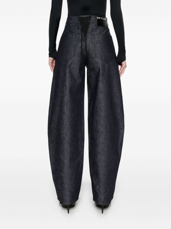 Browns Mugler Blue Lace-up Wide-Leg Jeans | Browns Wide-Leg Jeans