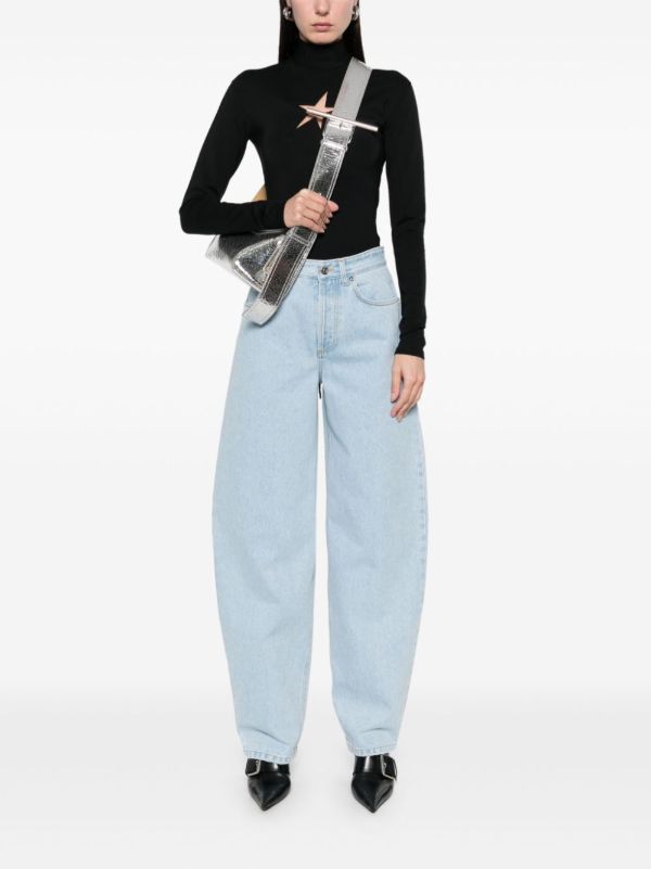 Browns Mugler Blue Lace-Up Wide-Leg Jeans | Browns Wide-Leg Jeans