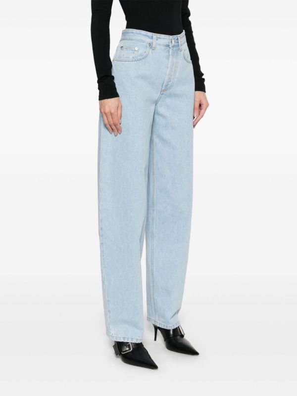 Browns Mugler Blue Lace-Up Wide-Leg Jeans | Browns Wide-Leg Jeans